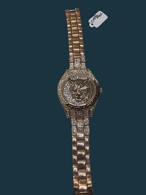 Off Park Collection Jaguar Bling Watch Pave Rhinestone 4818 Rose Gold Tone 7.25"